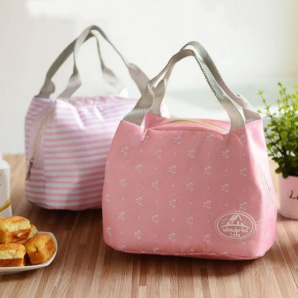 

1PC Fashion Insulation Lunch Pouch Portable Insulation Bag Cotton Cloth Printing Portable Picnic Bag 4 Colors Available