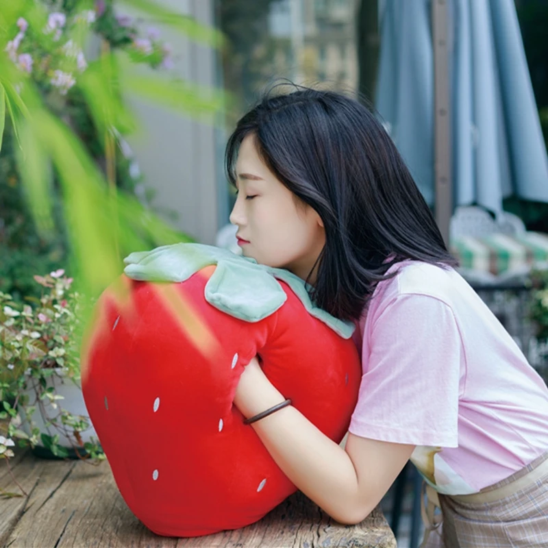 Dorimytrader kawaii soft strawberry plush pillow fruit Korean doll hand warm toy doll for girl gift decoration 20inch 50cm DY50527 (3)
