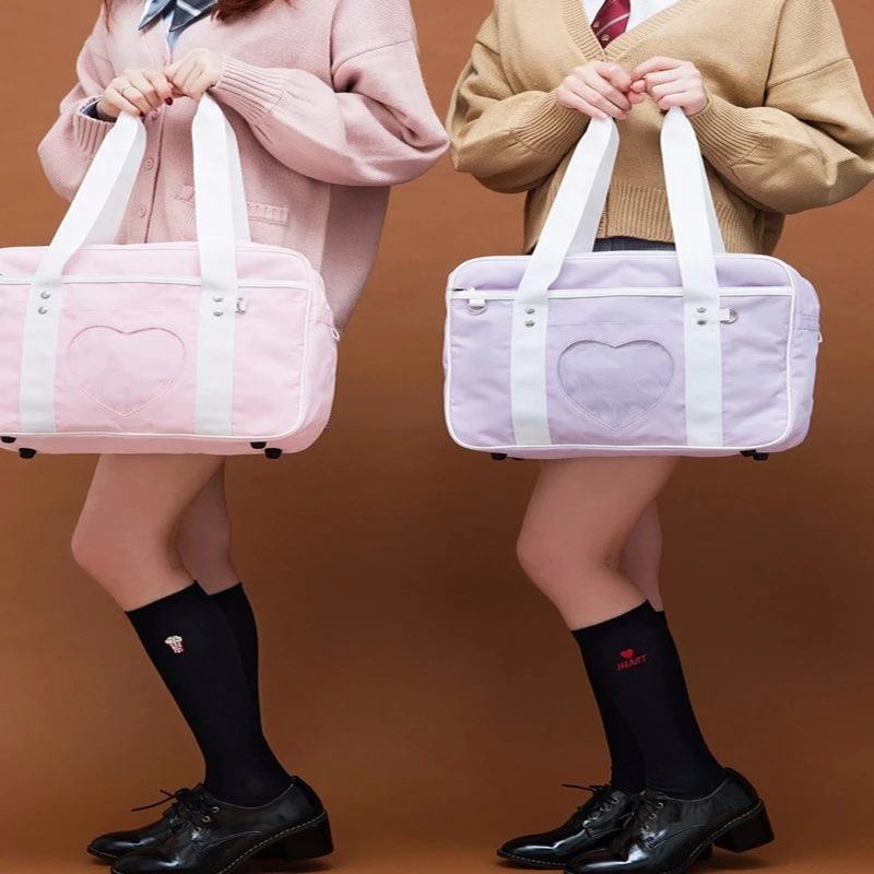 Women's Candy Color Ita Bag Japanese Style Transparent Heart Window