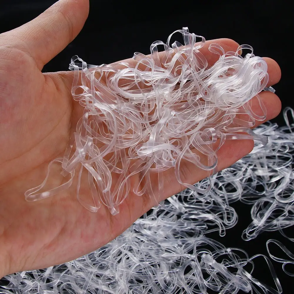 

500pcs Elastic Rubber transparent Hair Tie Band Ponytail Holder Women Headband Hair Styling Accessories