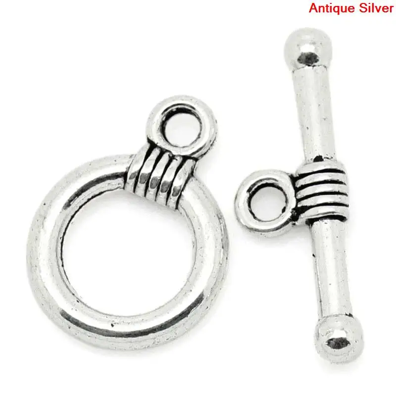 buy DoreenBeads Zinc metal alloy Toggle Clasps Round Antique Silver 15mm x11mm( 5 8\