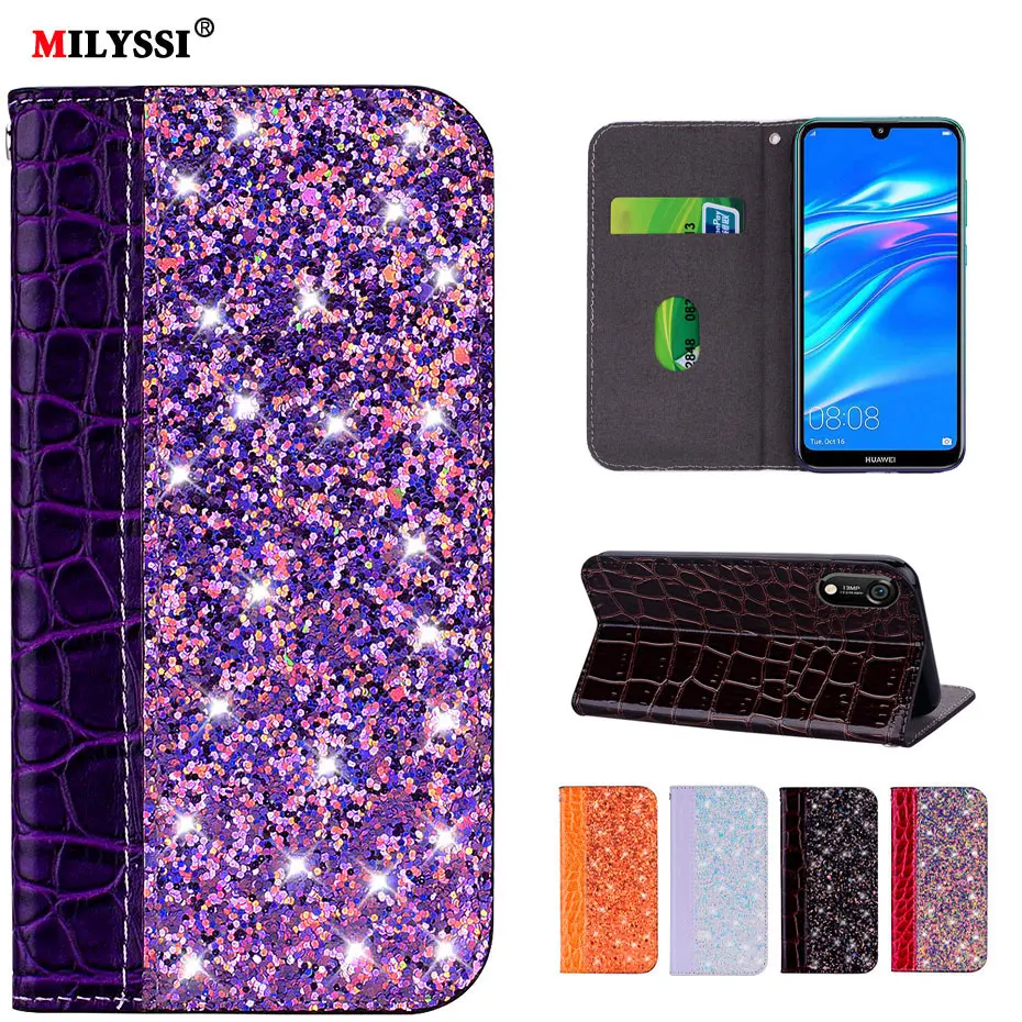 

Glittering PU Leather Flip Wallet Case for Huawei Honor 8C 8 C BKK-L21 BKK L21 Phone Cover for Huawei Honor 8C BKK-L21 Case