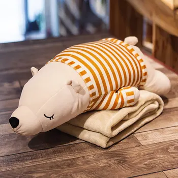 

Polar bear husky nap pillow pillow quilts dual-use car triple play office lunch air conditioning blanket