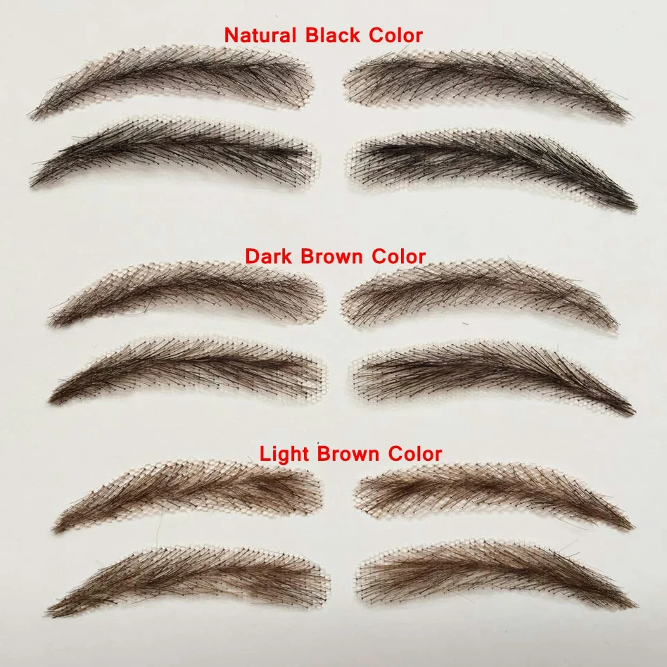 Par de Mão Feito Cabelo Humano Sobrancelha Falsa 003 Cor Marrom Claro Artesanal Suíço Laço Invisível Realidade um 10 Beleza e saúde