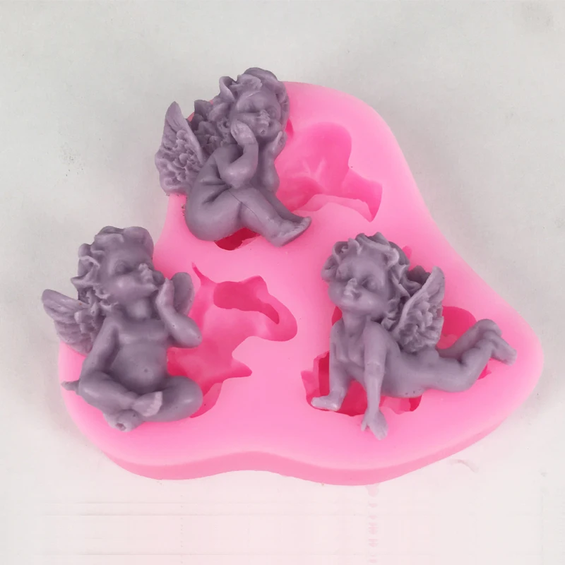 

1 PCS Baby silicone mold fondant mold 3 angel baby cake decorating tools chocolate gumpaste mold