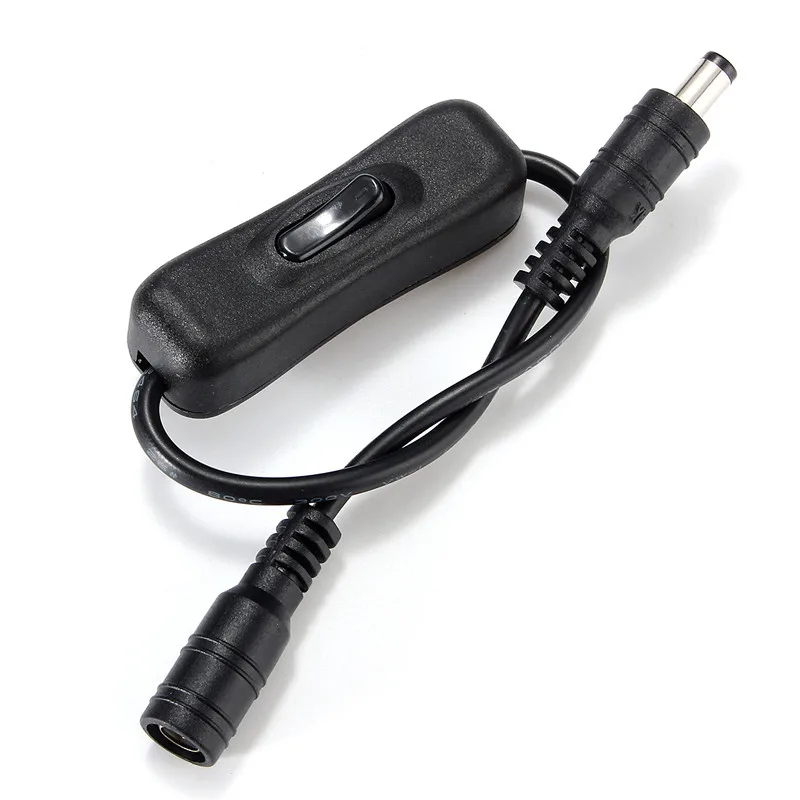 2pcs5.5*2.1mm DC Power Plug Connector Switch on/off Black White LED Strip Wire Switch Cable For