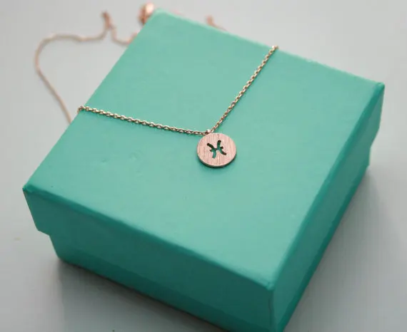 

Zodiacal Pisces Necklace Zodiac Constellation Necklace Horoscope Astrology Signs Necklace Circle Disc Necklaces