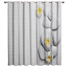 Graystone Zen Flower Art Living Room Bathroom Bedroom Fabric Indoor Swag Window Treatment Hardware Sets Curtain Panels With