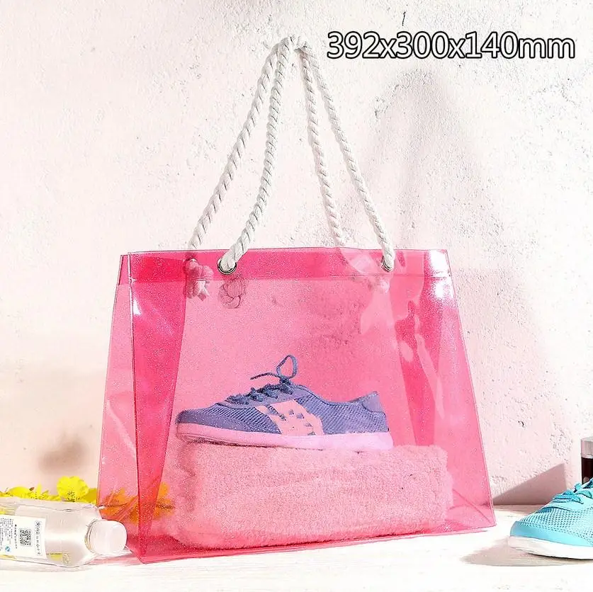 1 шт. водонепроницаемые сумки для плавания женские ПВХ прозрачные Спортивные дорожные сумки для хранения Большая вместительная обувь сумка на плечо пляжная сумка - Цвет: Rose L