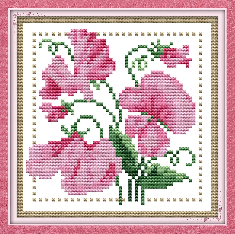 

New Twelve months flower-April cross stitch kits 14ct white 11ct print canvas embroidery set sewing hand made crafts home decor