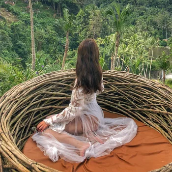 

Sexy Fairy White Beach Dress Maxi Long Split Dress Holiday Vocation Beach Cover Up Pareo Robe De Plage Playa Beach Wear