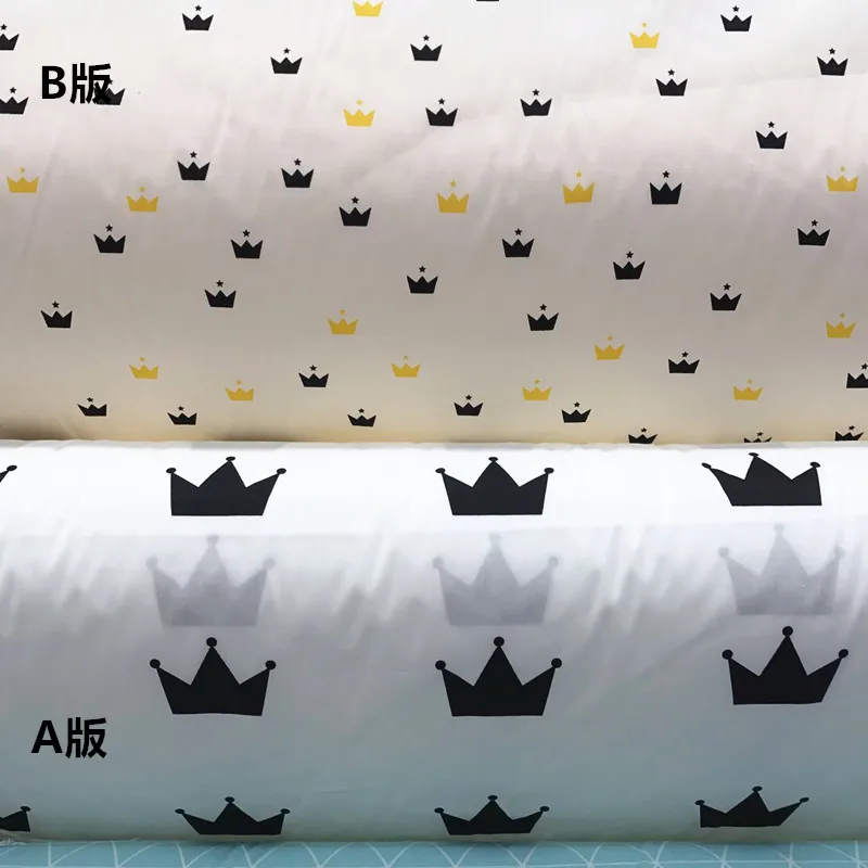 

100% Cotton Fabric Printed Crown Fabrics Patchwork For Sewing Quilt Scrapbooking Tissue Pattern Needlework Material 50cm*160cm