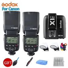 2x Godox TT600 2,4G Беспроводная система X камера вспышки Speedlites с X1T-C передатчиком триггера для камеры Canon s+ Бесплатный Подарочный комплект