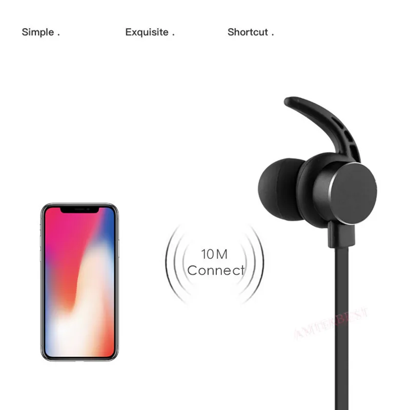 AMTERBEST 3D стерео Bluetooth наушники с шейным ободом спортивные беспроводные магнитная