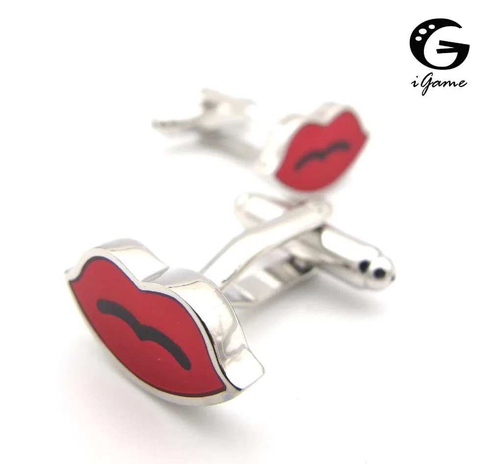 iGame New Arrival Red Lips Cuff Links Color Sexy Design Quality Brass Material Men Cufflinks Free Shipping | Украшения и