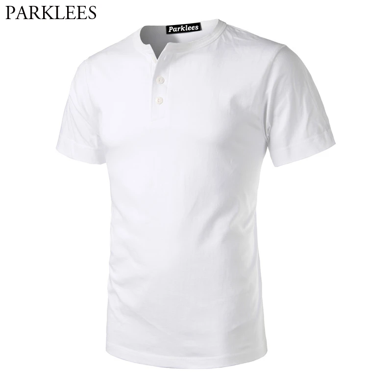Mens Henley Short Sleeve 3 Button T Shirts for Men
