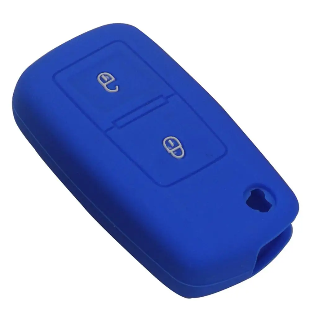 Jingyuqin 30 шт./лот 2 кнопки силиконовый флип ключ чехол Защита для VW Seat Amarok Polo Golf MK4 Bora Jetta Altea Alhambra - Название цвета: Dark Blue