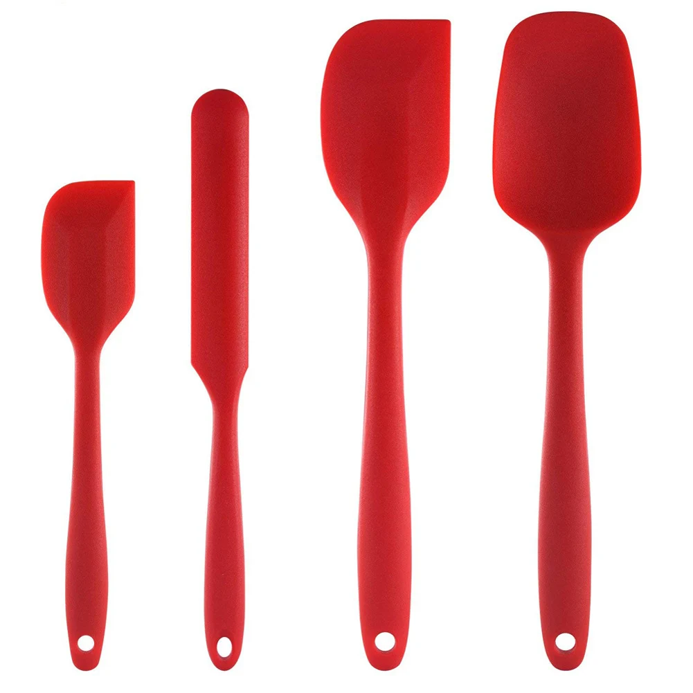 Pokich 4Pc Silicone Spatula Set Heat Resistant Cake Cream Butter Spatulas Mixing Batter Scraper Non-Stick Baking Cooking Tools