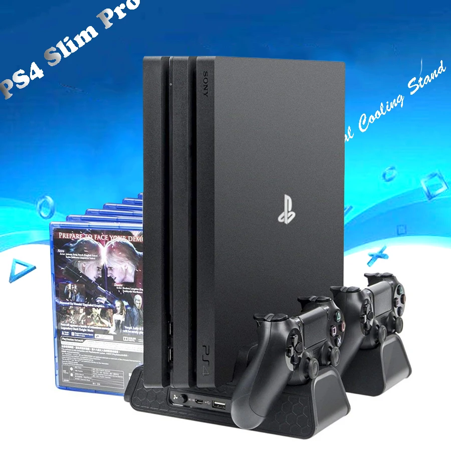 DOBE PS4/PS4 Slim/PS4 Pro Вертикальная охлаждающая подставка Базовая зарядная док-станция с 12 игровыми дисками для хранения для PS4 контроллеров