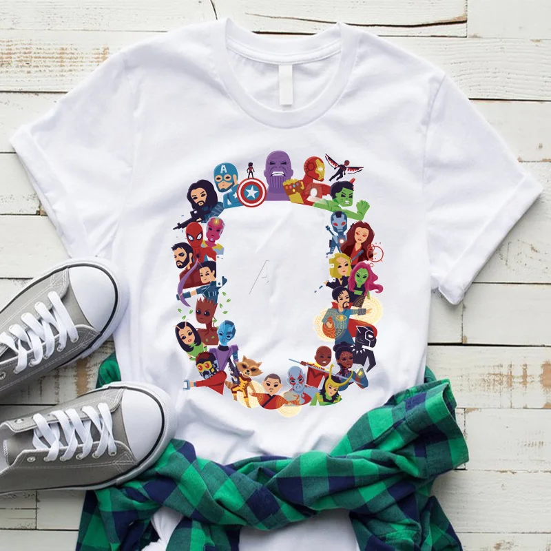 

2019 Latest Style Print Fashion Short Sleeve T Shits Avengers Captain America Marvel Comics Wars Harajuku Novel Style Women Tops