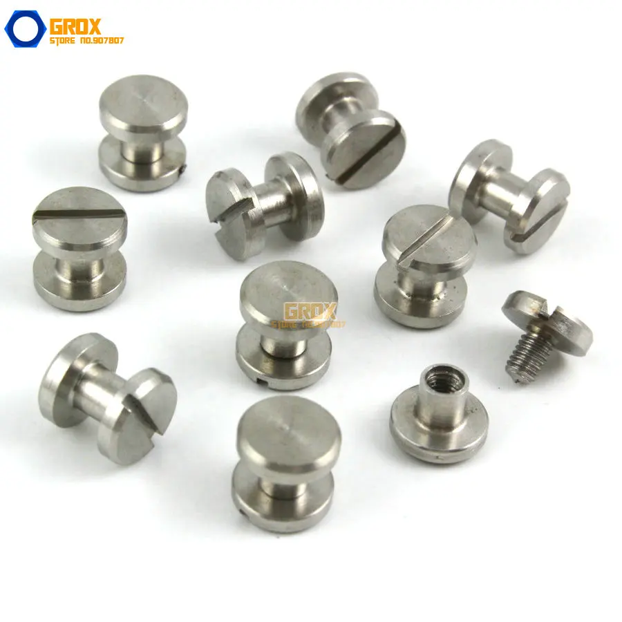 

20 Set 8*4mm 304 Stainless Steel Rivet Chicago Screw for Leather Craft Flat Head