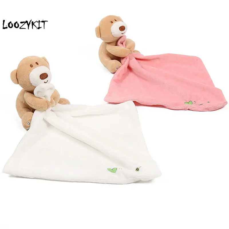 

Loozykit Baby Kids Comforting Towel Baby Bibs Comforter Washable Blanket Teddy Bear Soft Smooth Toys Plush Stuffed