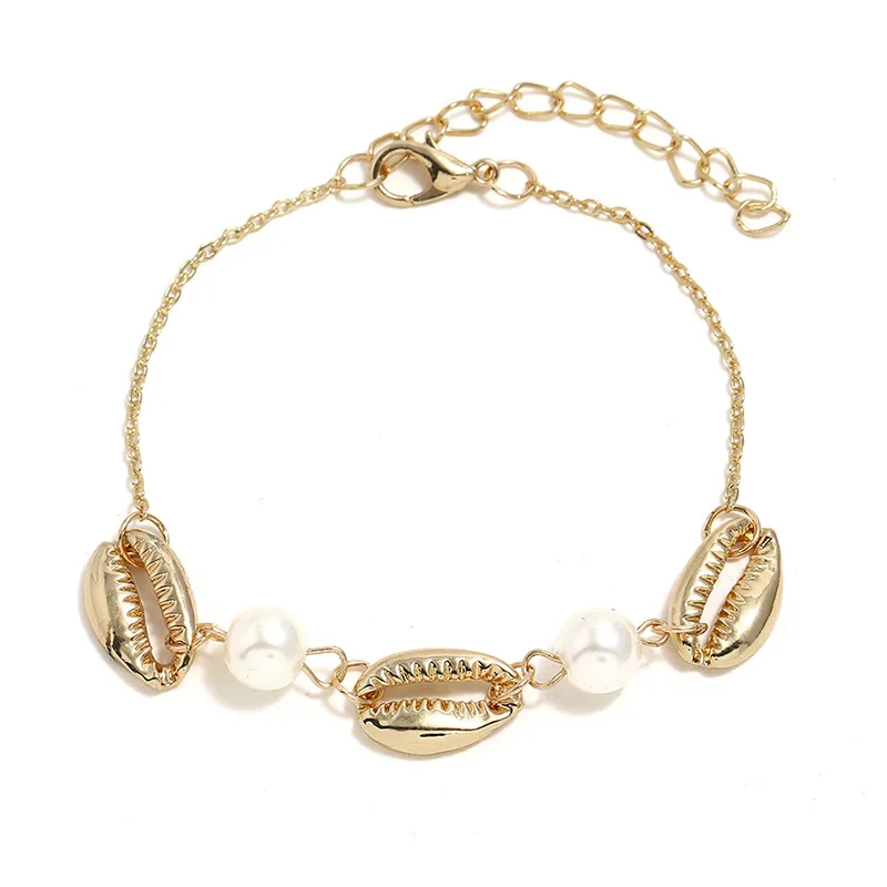 

Gold Color Cowrie Shell Bracelet for Women Delicate Rope Chain Pearl Bracelet Bead Tassel Charm Bracelet Bohemian Beach Jewelry