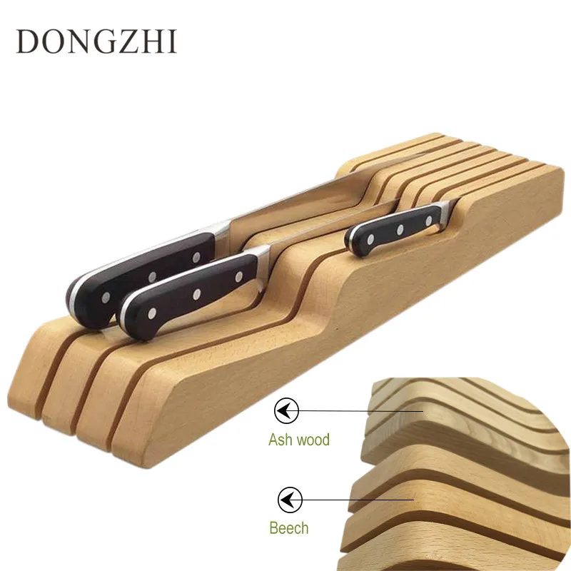 

Nature Wooden Kitchen Knife Holder & Rack Solid Wood Knife Stand Block Creative Knifes Storage Drawer Tool Kicthen Accessories