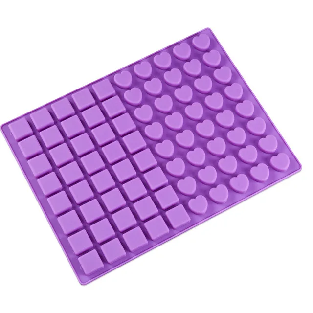 DIY Cake Baking Tool Silica Chocolate Mould 80 Connected Heart Square Ice Blocks Silicone Soap Molds