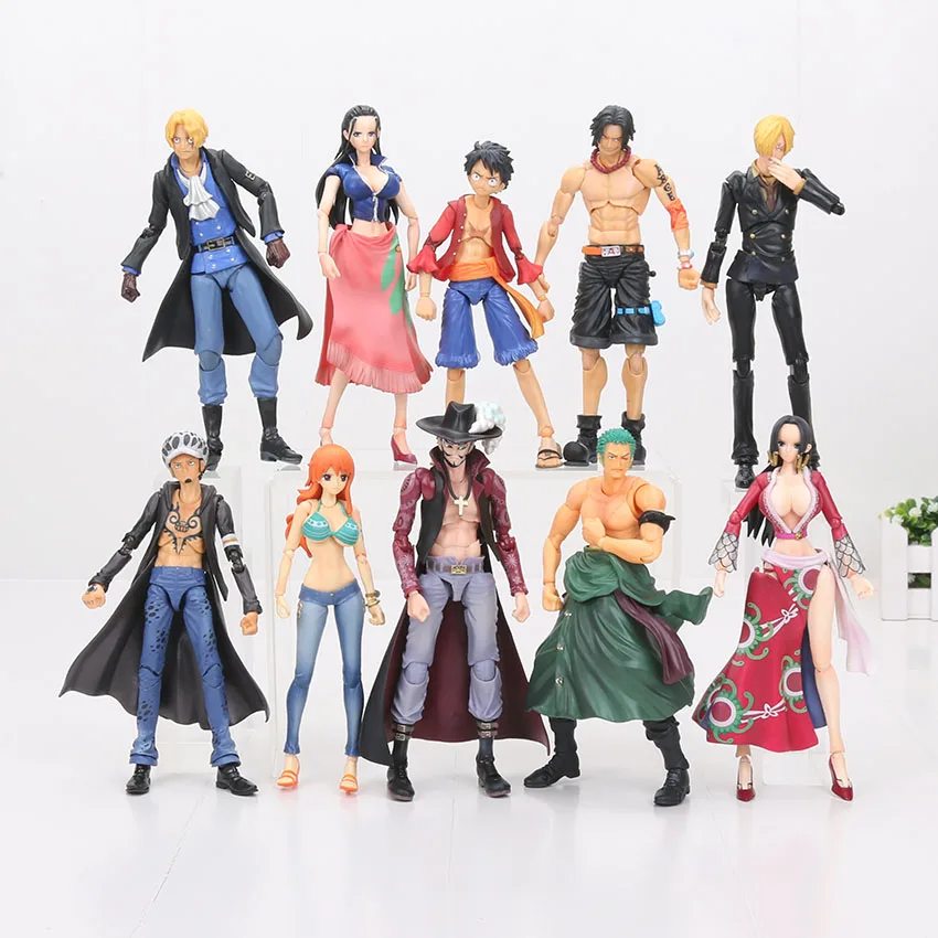 

16-18cm One Piece Action figure Variable Heroes Luffy Ace Zoro Sanji Sabo Law Nami Mihawk PVC Figure Model Toy
