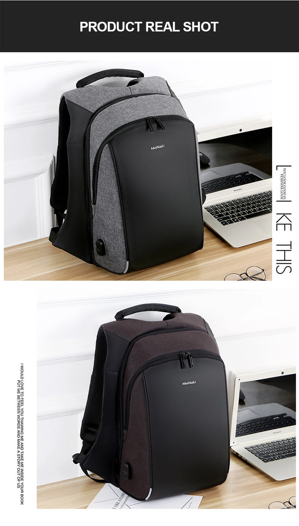17 inch Laptop 15.6 Men Backpack Male Business Backpacks Anti Theft Student Mochila Bags Waterproof Travel USB Charging Bagpack (14)