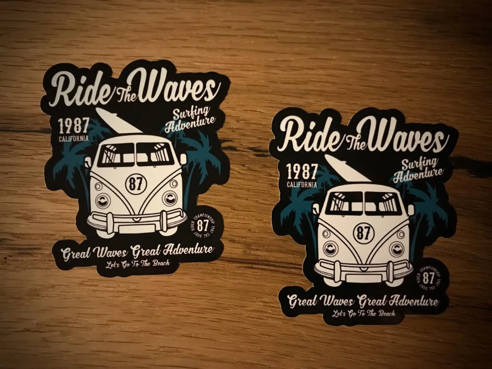 

2x Surf Sticker Bulli Bus Tuning Beach Boy Summer Surfing Hang Loose Sun # 279