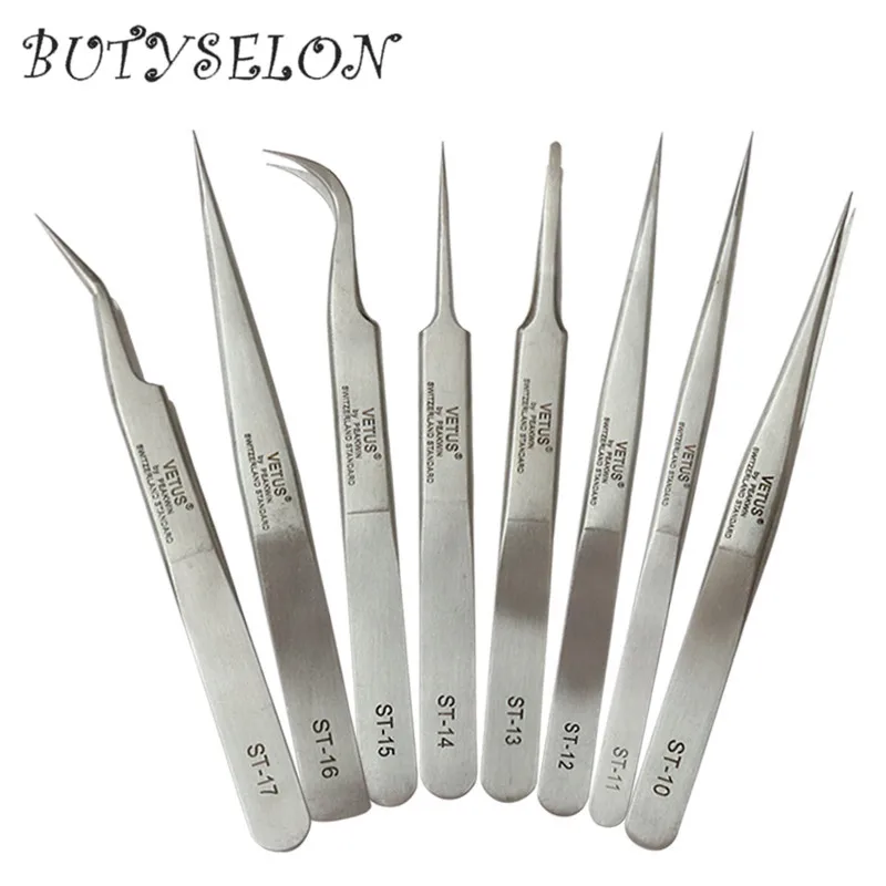 

High Quailty 100% Brand Stainless Steel Anti-static Eyelash Tweezers Eyelash Extension Tweezer Tools for Eye Lash Extension