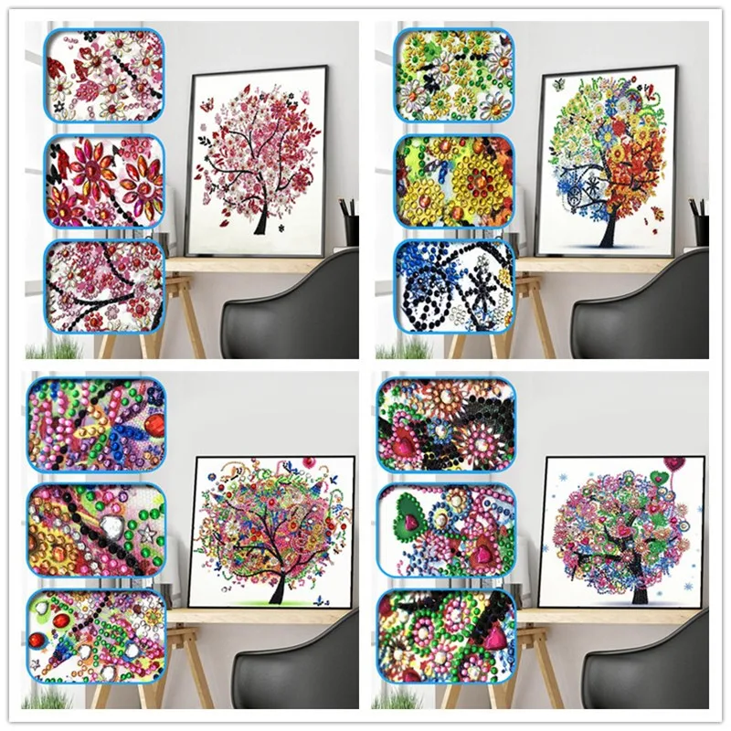 

5D DIY Diamond Painting Diamond Embroidery Landscape Tree Special Shape Diamond Combination Artwork