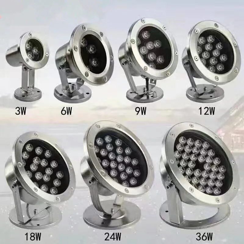

Underwater Incandescent Pool Light with Stainless Steel Face Ring Fountain Lighting Underwater AC12V 24V Rgb Colorful Spotlights