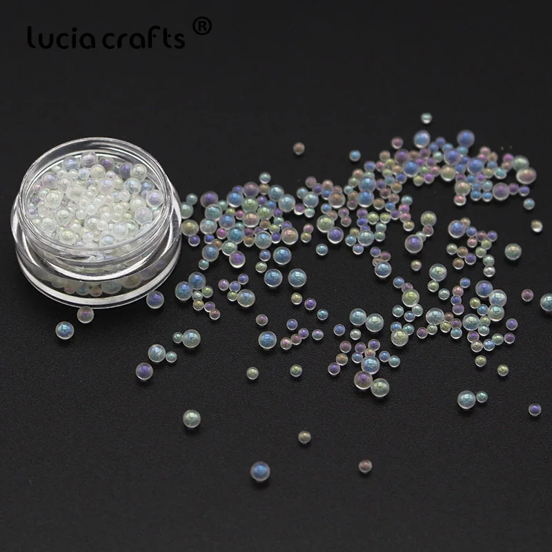 

1Box 0.5-3mm Transparent AB Color Bubble Beads Glass Ball DIY Resin Craft Colorful Small Ornament Nail Art Jewelry D0912