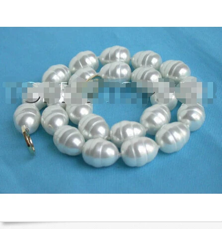 

Free shipping >>>>>>beautiful 18X14mm Baroque white shell pearls necklace E667