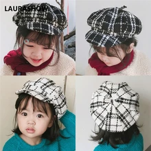 LAURASHOW детские шерстяные зимние шапки для детей, плоская шапка, вязаная шапка, береты для девочек, шапка, От 2 до 7 лет