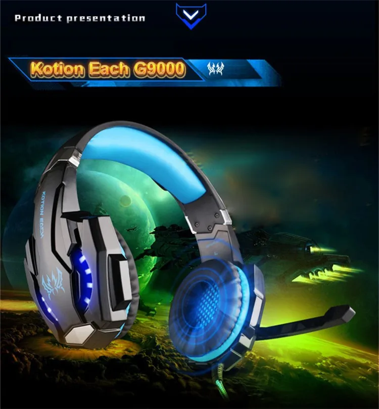 G9000 USB 7.1 Surround Sound Version Game Gaming Headphone Computer Headset Earphone Headband with Microphone LED Light (22)