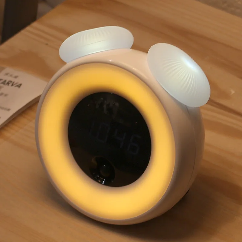  Led Night Desk Light USB Charging Bed Room Motion Sensor Table Lamp With Time Alarm Clock For Child