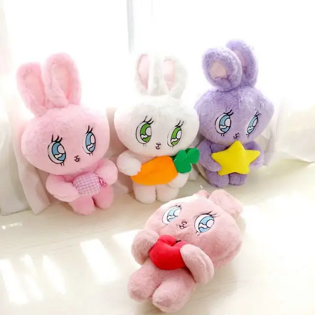 Semk Mini Rabbit Anime Figure Vinyl Cute Bunny Fluffy Pom Pom Animal