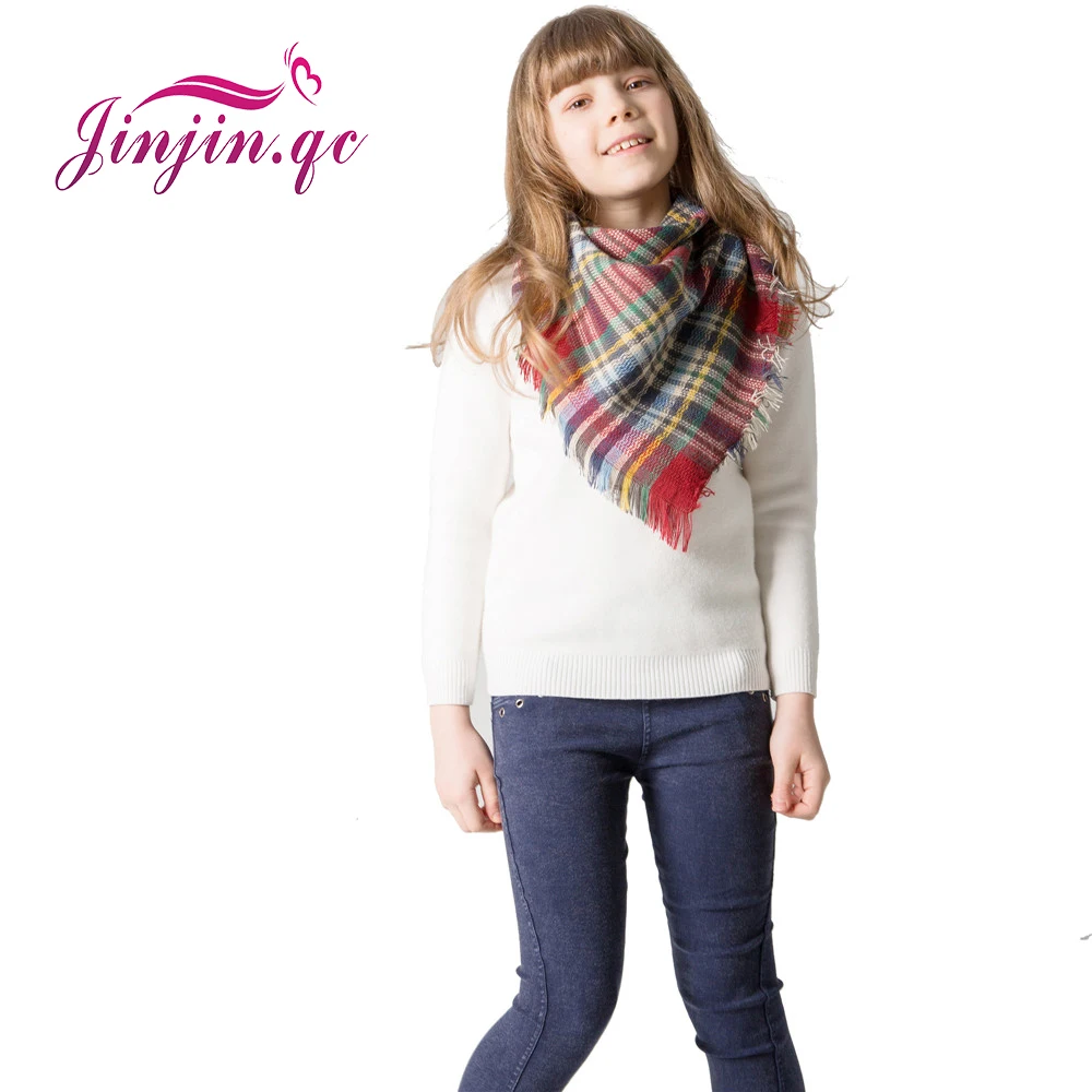 

Jinjin.QC2019 Children Triangle Cashmere Scarf Women Wraps and Shawls Echarpe Foulard Femme Fashion Bufanda Mujer Plaid Bandana