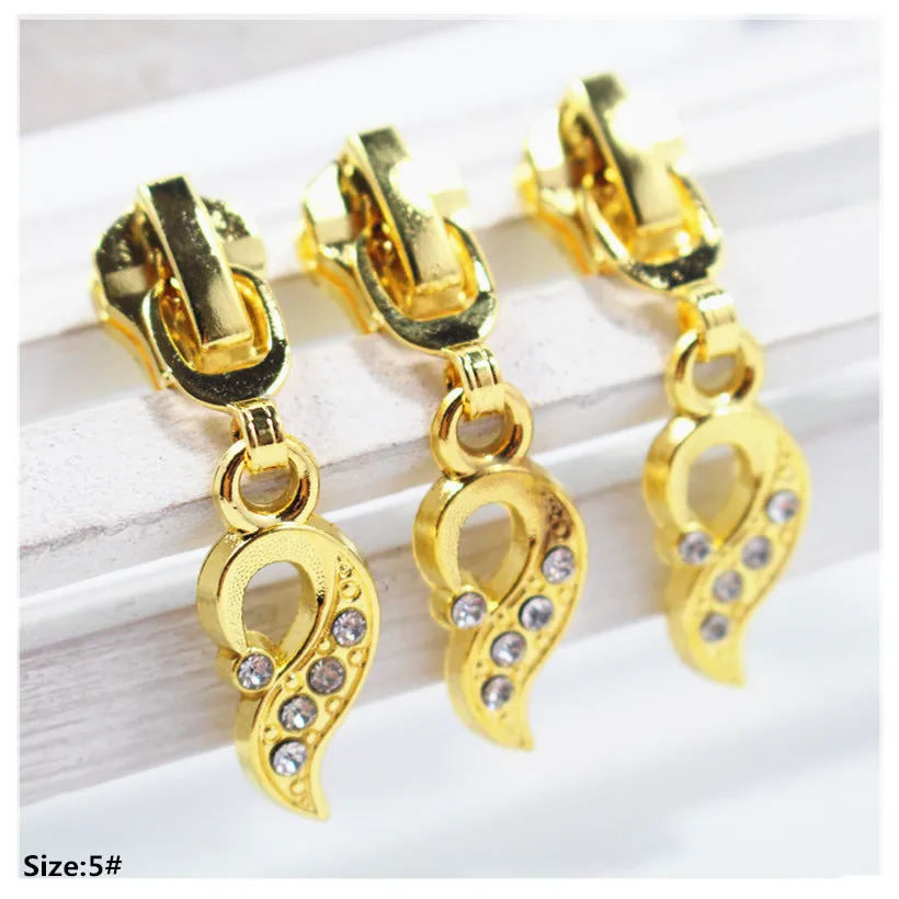5 Wholesale 10pcs Zipper gold Metal Zipper Pulls zipper Head For