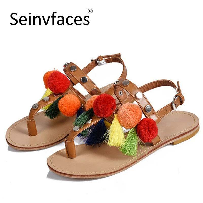 flip flops with pom poms