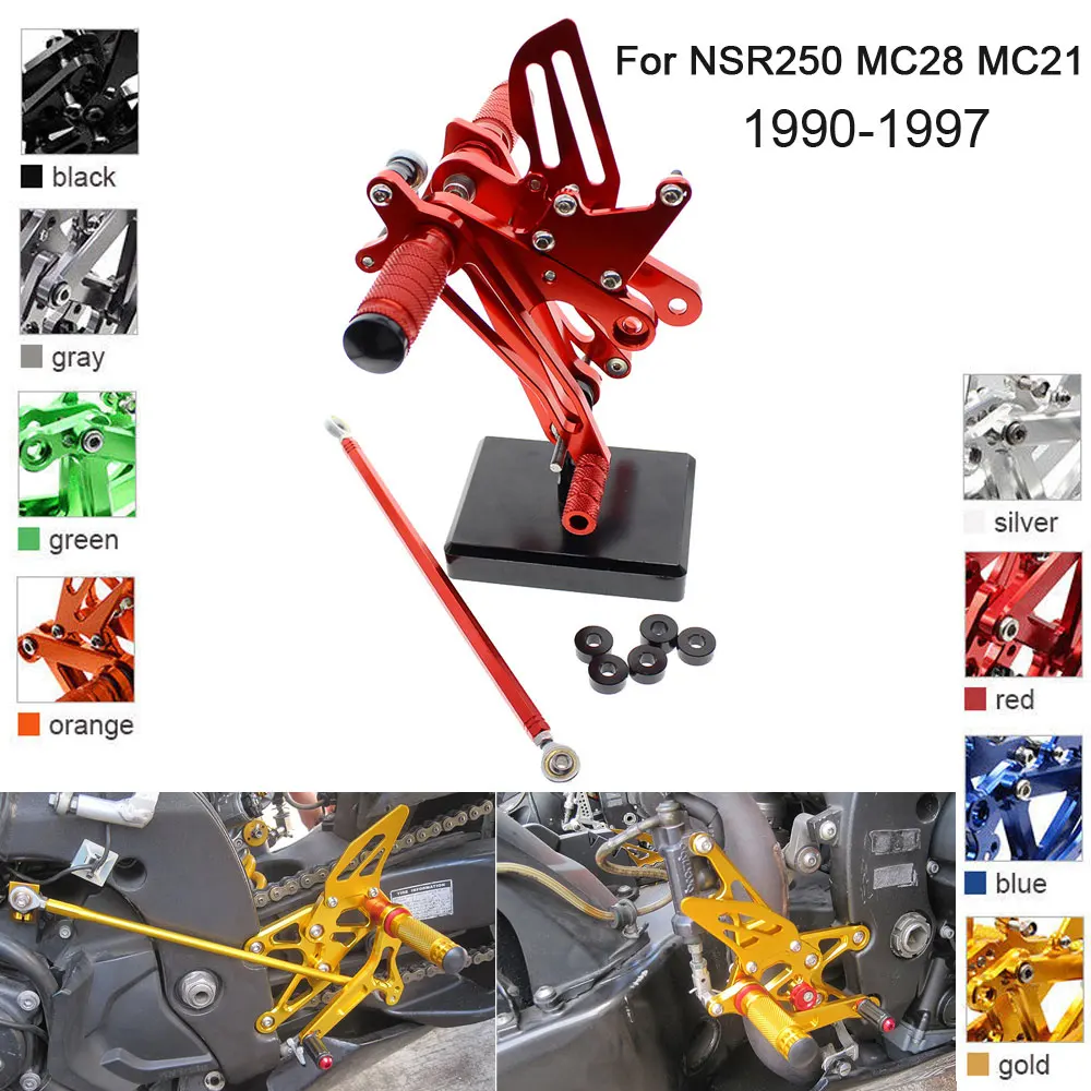 

CNC Aluminum Adjustable Rearsets Foot Pegs For Honda NSR250 MC28 MC21 PGM1 PGM2 PGM3 PGM4 1990-1997