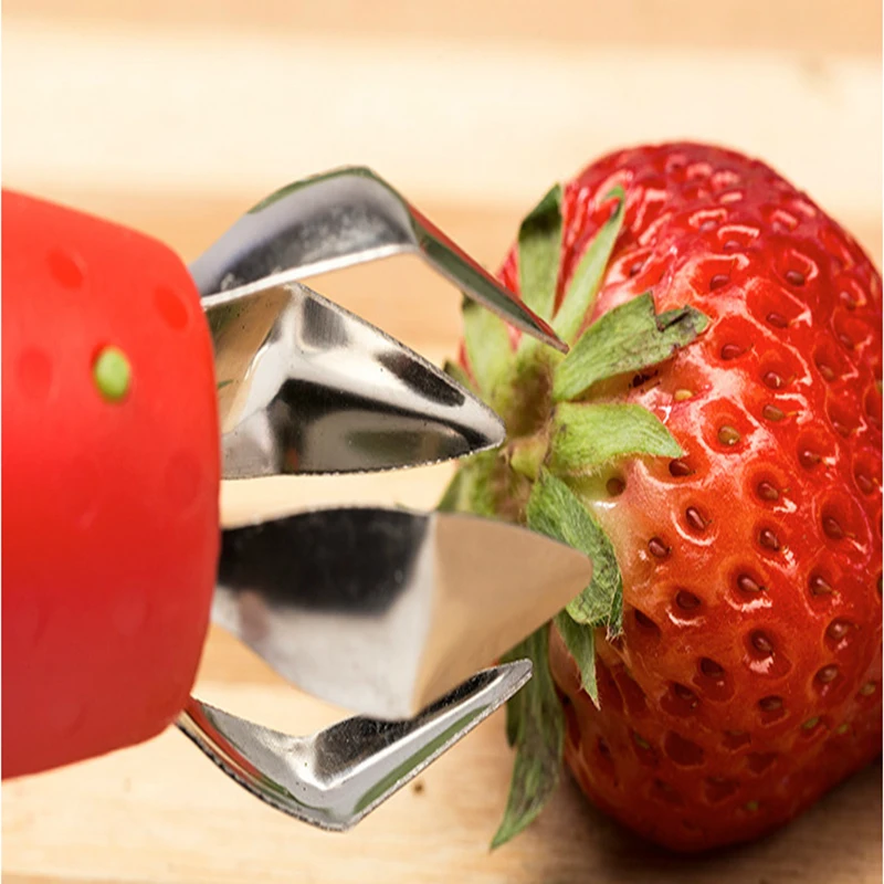 

Cute Practical Red Strawberry Huller Strawberry Core Top Leaf Remover Fruit Leaf Stem Hullers Creative Kitchen Gadget-in Cooking