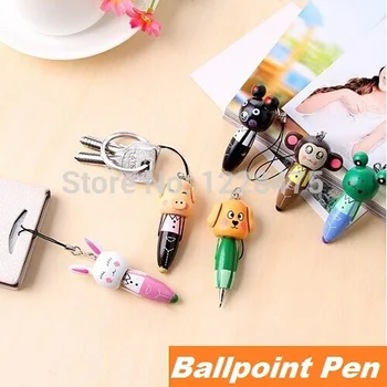 

1pcs/Lot Wooden Mini Pendant Animal Ballpoint Pen Stationary Office Material School Supplies