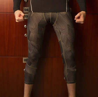 Мужские компрессионные штаны 3/4, спортивные штаны для бега, бега, трико для баскетбола, гимнастики, фитнеса, упражнений, обтягивающие леггинсы, брюки - Цвет: 3