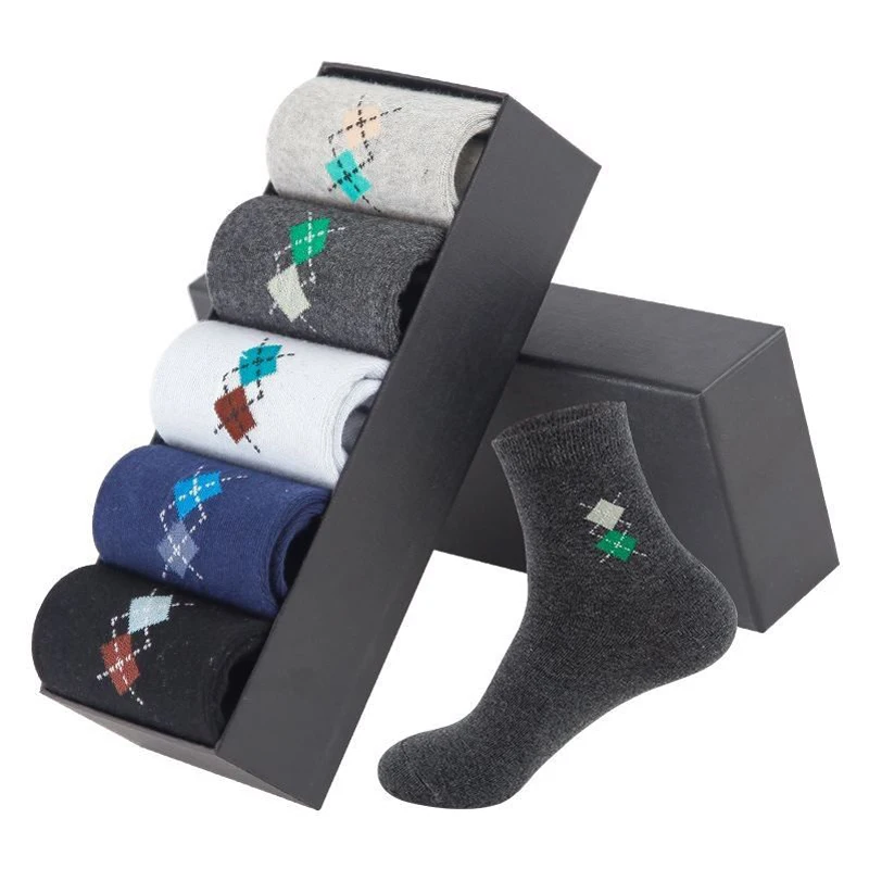 

1 Pair = 2 Pieces Rhombic Lattice Cartridge Casual Socks Men's Socks Calcetines Hombre Divertido Chaussette Homme Bamboo Socks