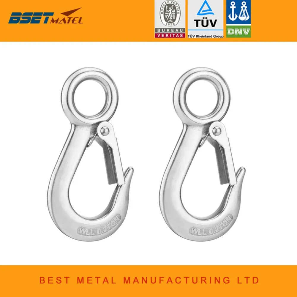 

2Pack BSET MATEL 304 Stainless Steel Round Eye Lifting Snap Hook cargo snap hook crane hook marine rigging hardware accessories
